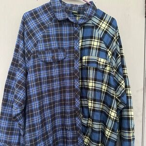 Blue and Black Wild Fable hi-lo Button up-Plaid